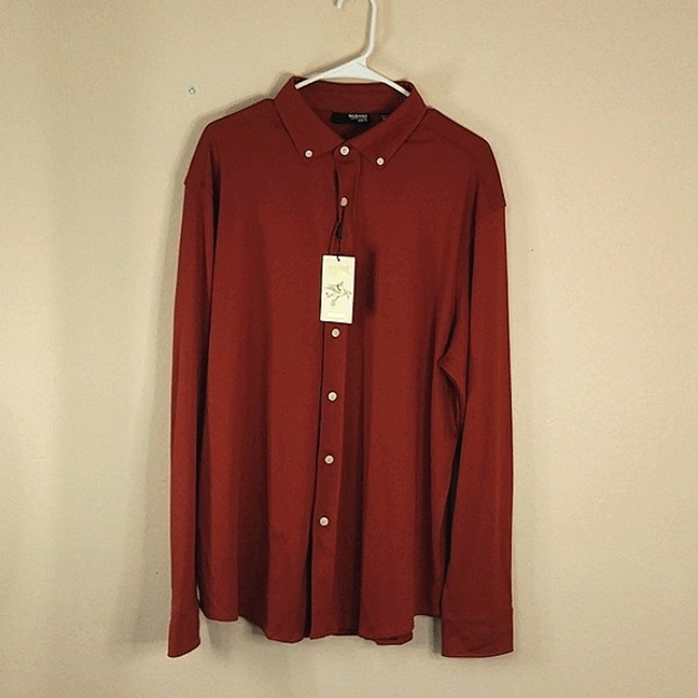 Murano Rust Shirt XL . Luxury Liquid Slim Fit.Ancient Renaissance Collection